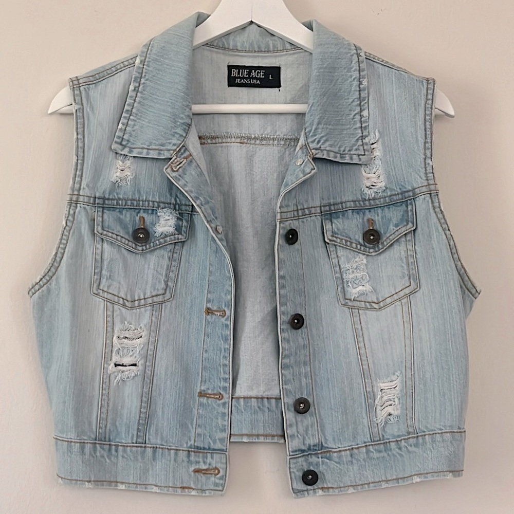 Blue age jeans vest grunge